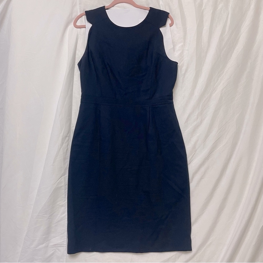 100% Wool J. Crew Navy Sleeveless Sheath Dress w/ Smooth Lining, 10 Tall